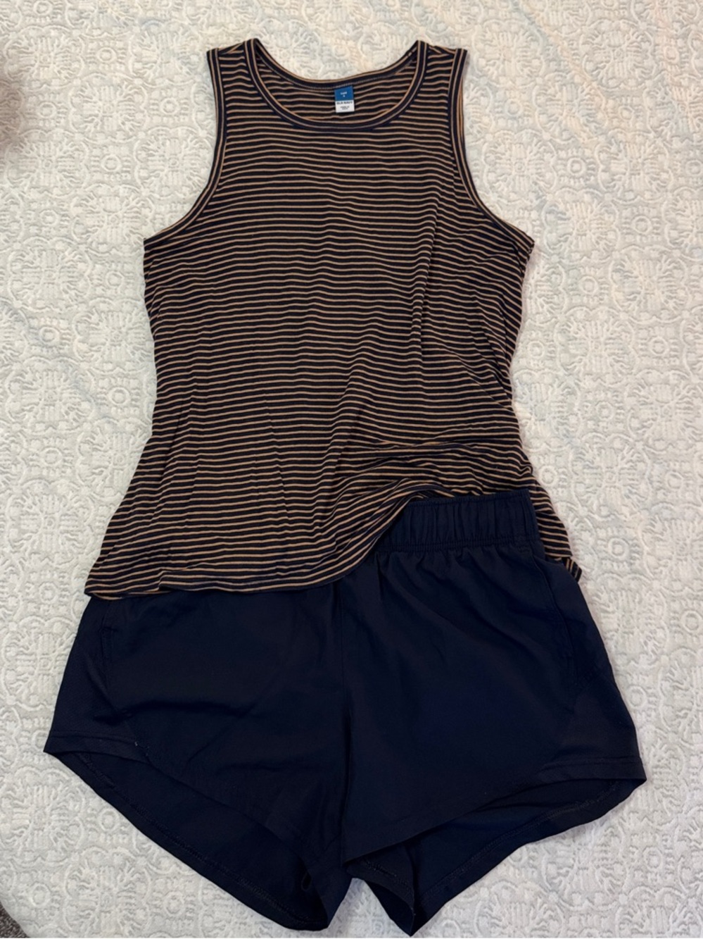 Old Navy Brown & Navy Luxe Tank with Athletic Works Navy Shorts